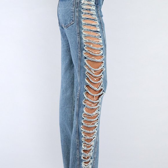 Distressed Ripped Demin Jeans - Picture 5 of 16